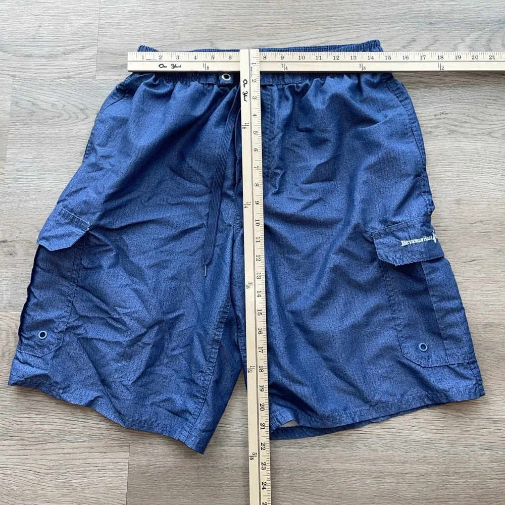 Beverly Hills Polo Club Men's Geometric Swim Trunks Blue M Lined swimsuit short